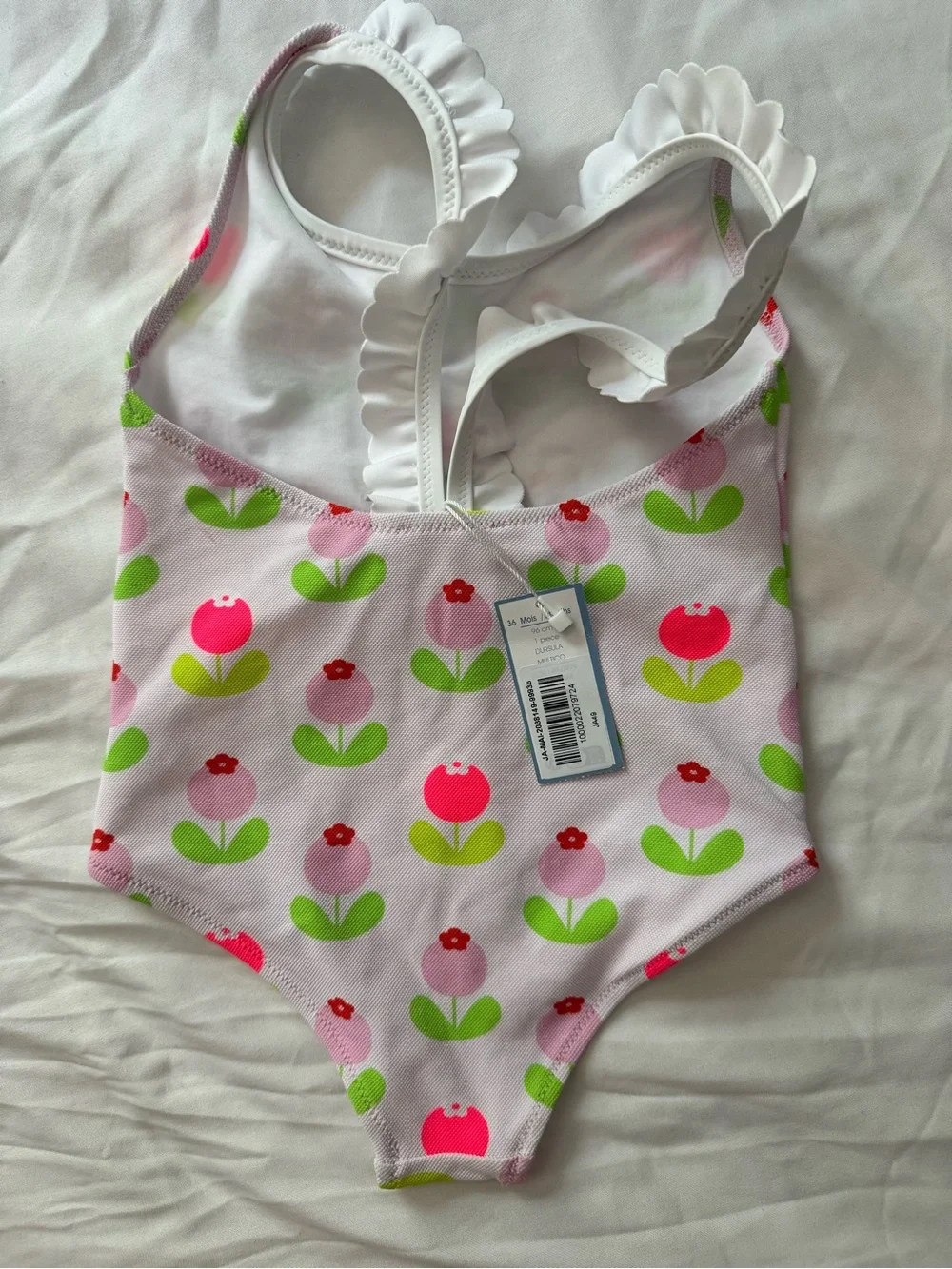 Jacadi Pink Floral Ruffle-Trim One-Piece Swimsuit